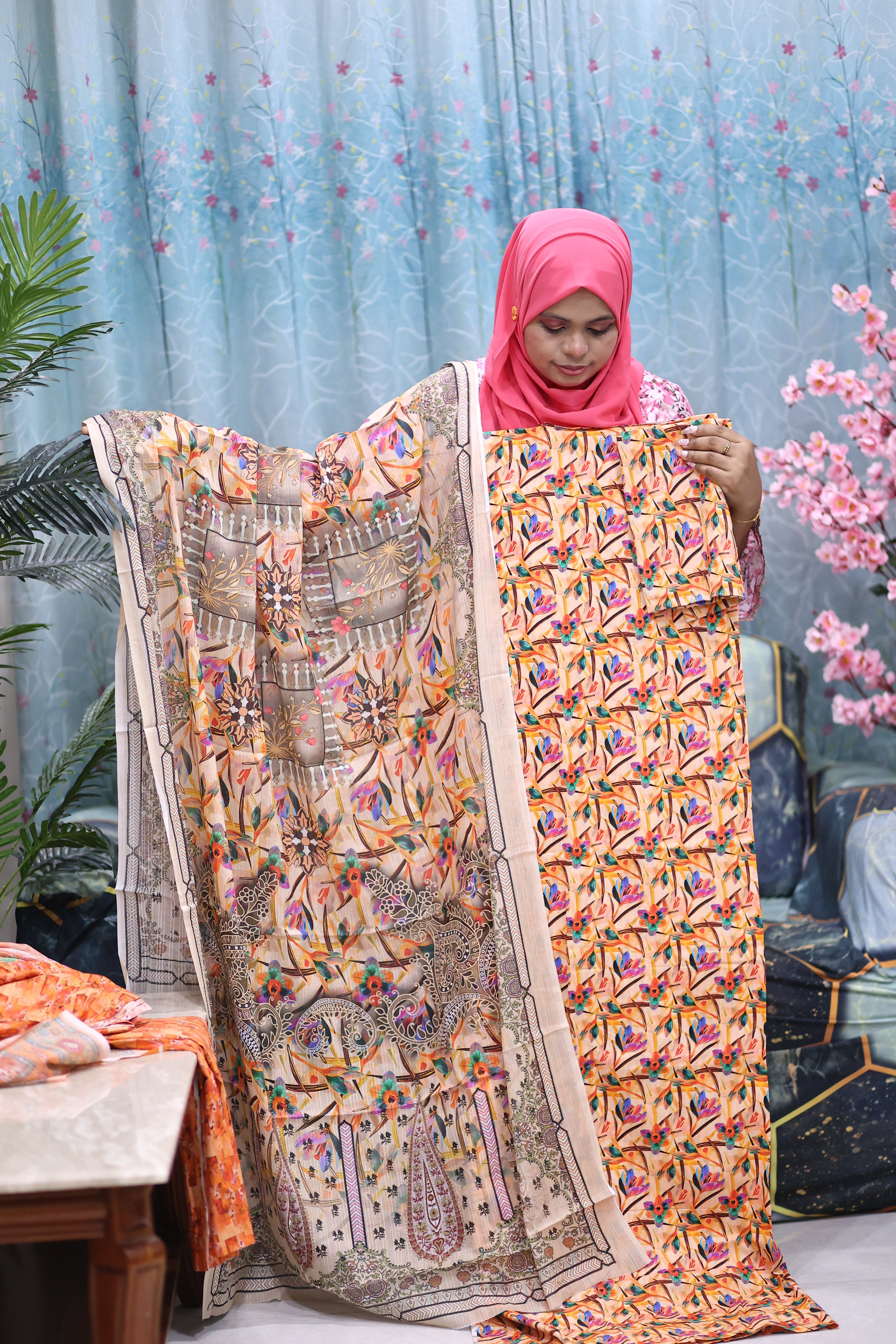 Luxury Slab Cotton Un-Stitched Three Piece