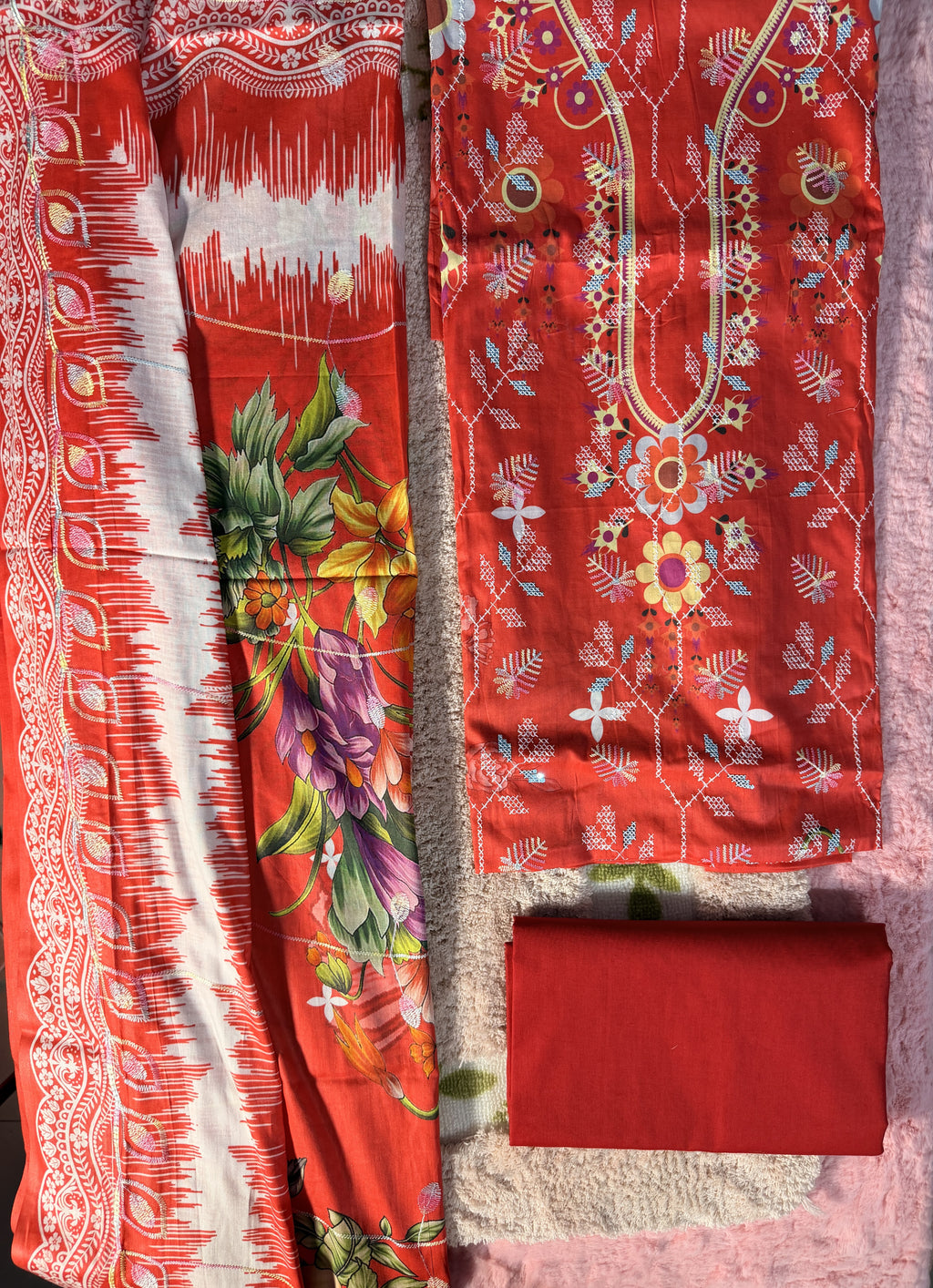 Luxury Cotton Un-Stitched Three Piece