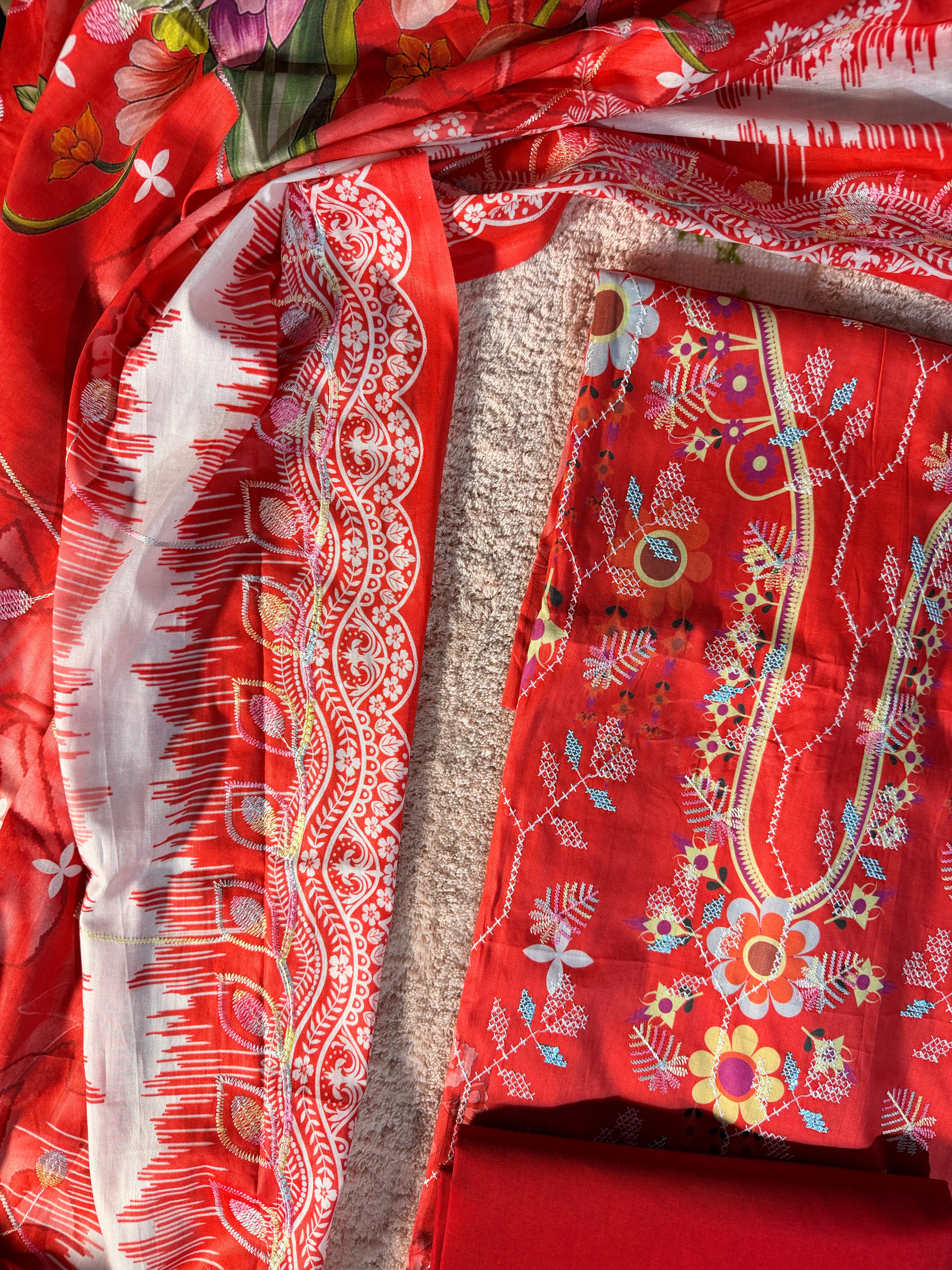 Luxury Cotton Un-Stitched Three Piece