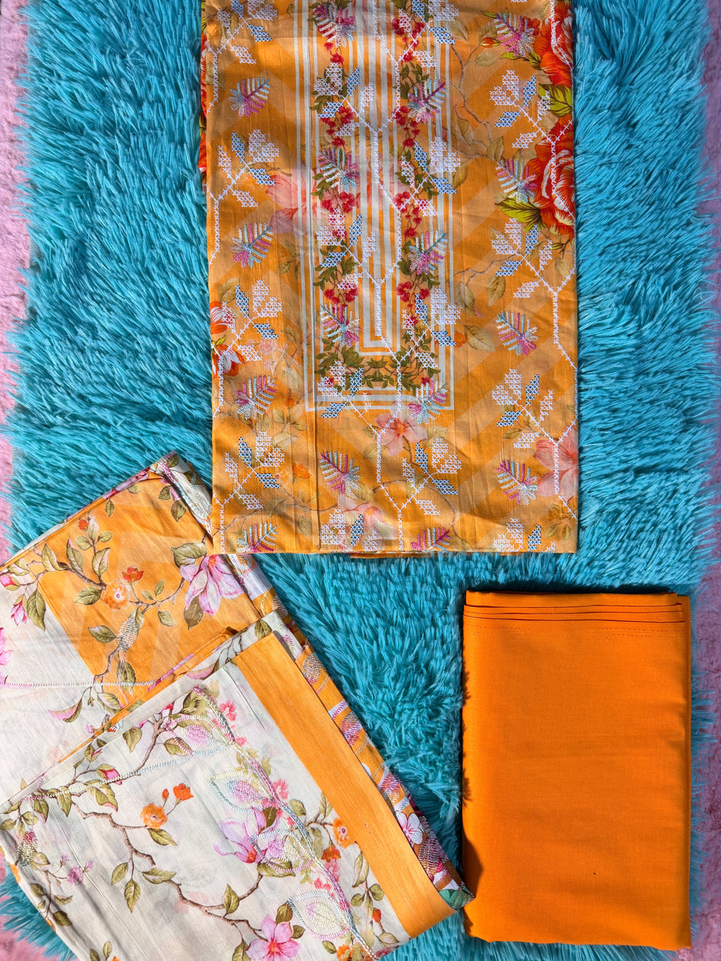 Luxury Cotton Un-Stitched Three Piece