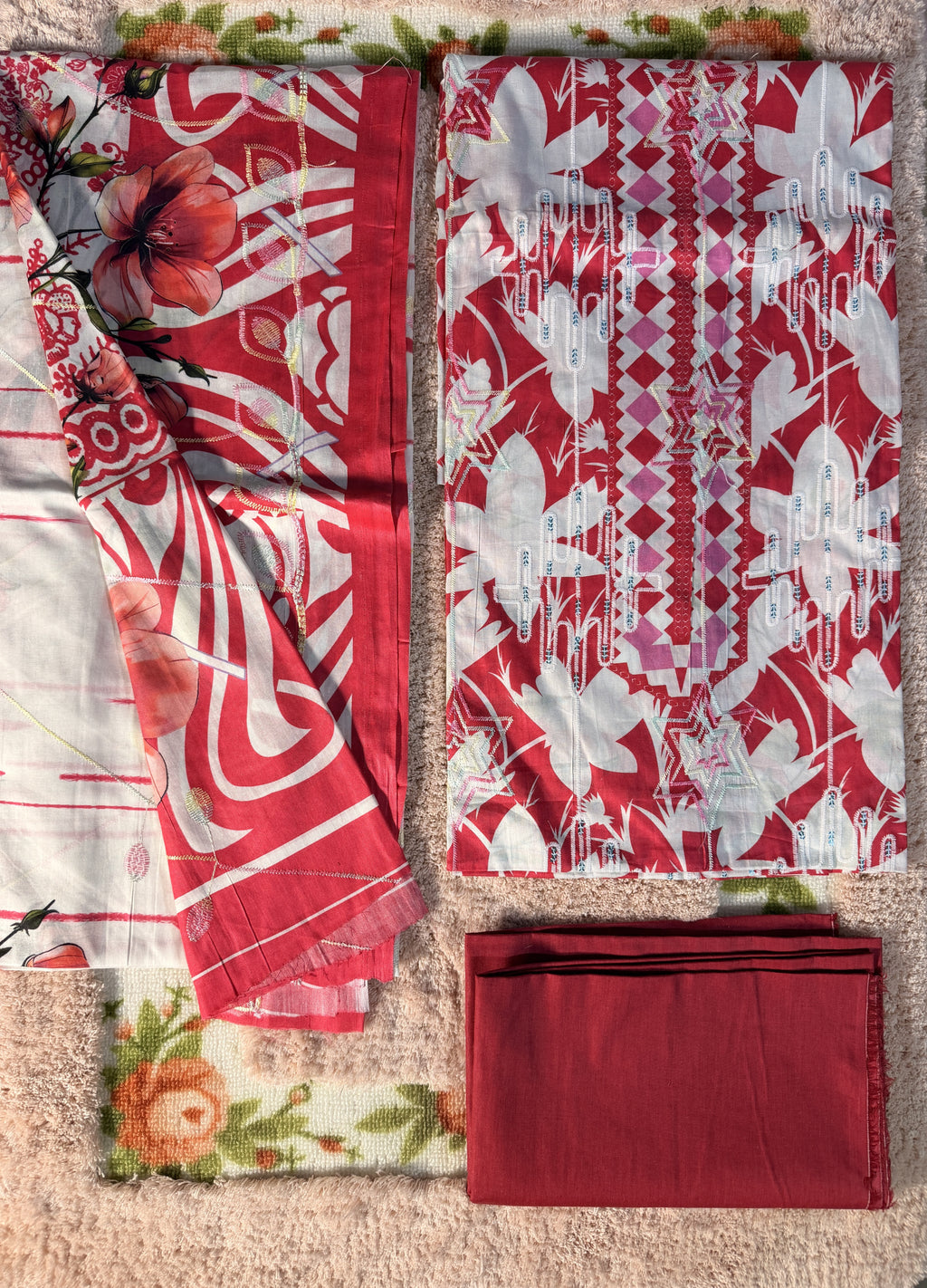 Luxury Cotton Un-Stitched Three Piece