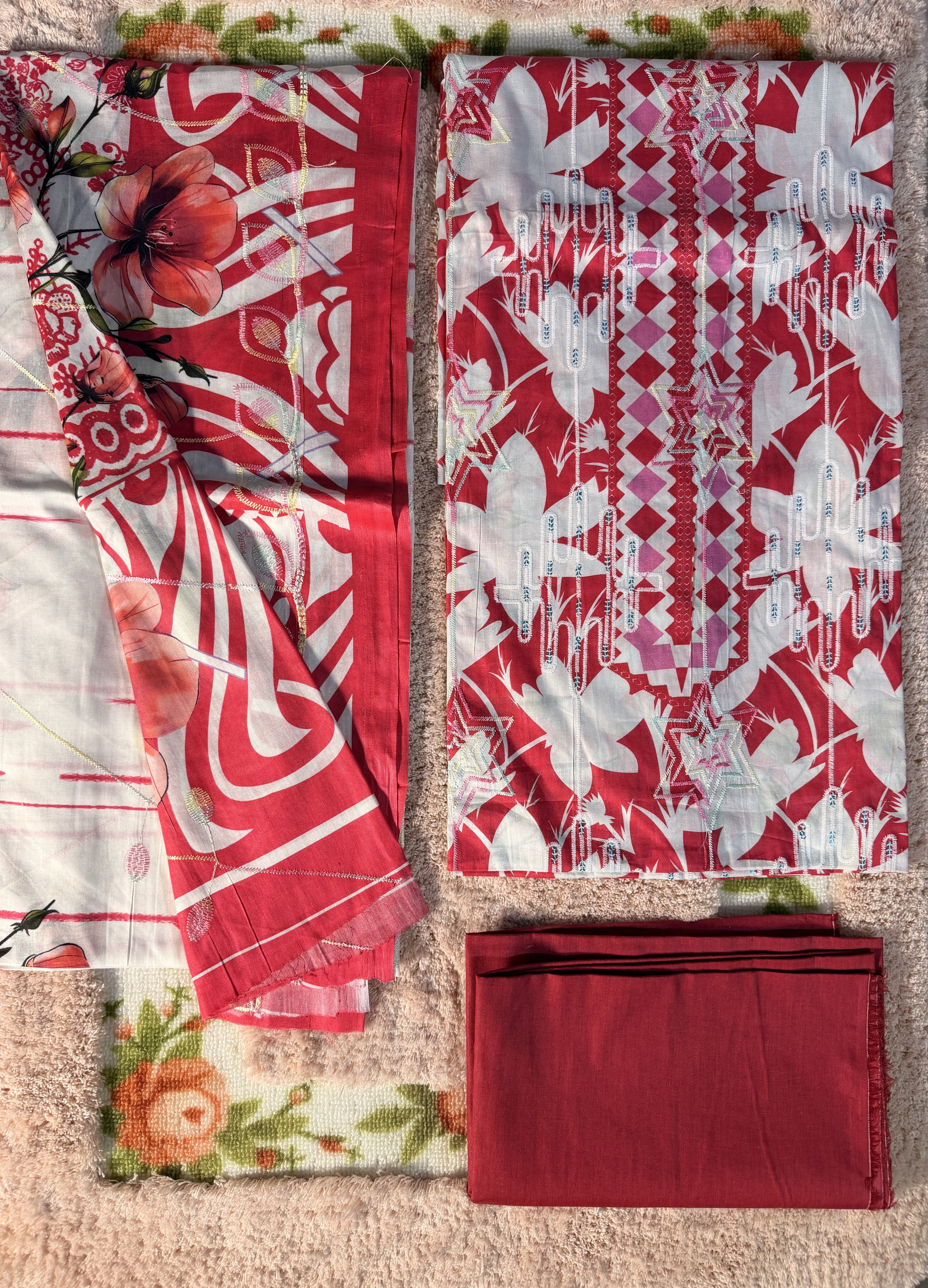 Luxury Cotton Un-Stitched Three Piece